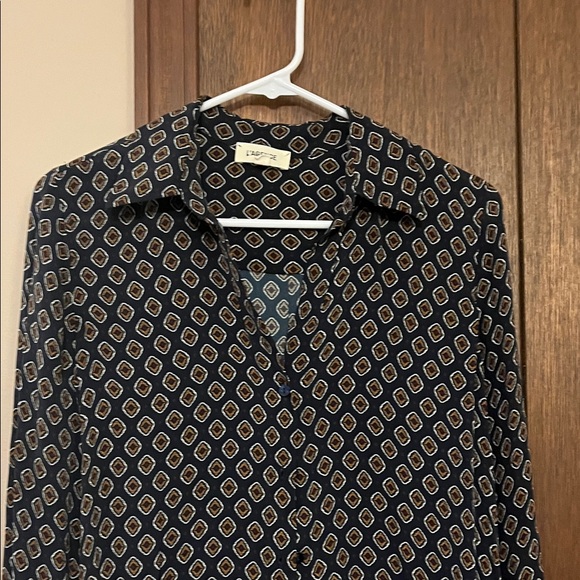 L'AGENCE Black and Cream Patterned Button Down Shirt SP - Picture 7 of 12